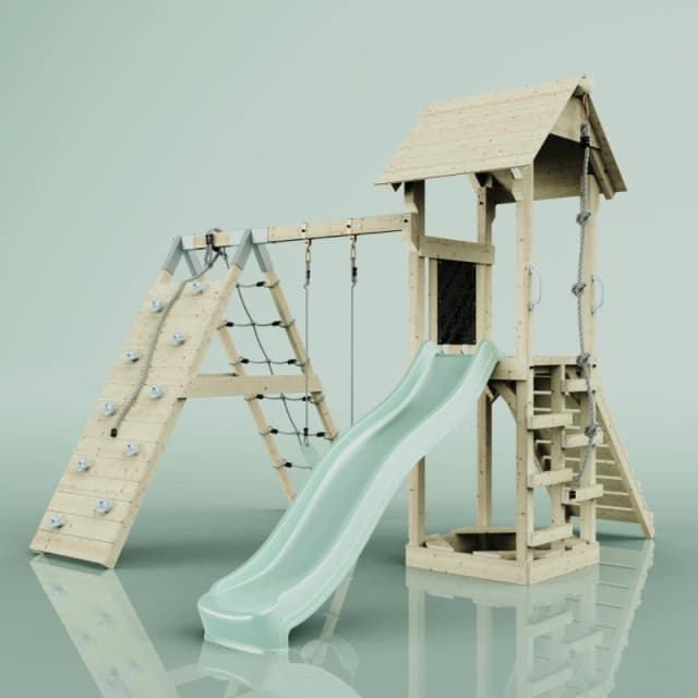 OutdoorToys PolarPlay Tower Kids Wooden Climbing Frame - Climb & Swing Tyra Sage in Beige Beige Unisex