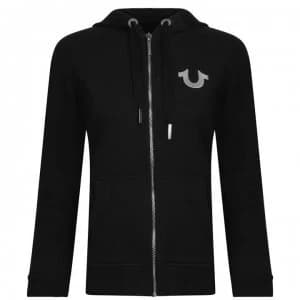 True Religion Jersey Zip Hoodie - Black/Silver