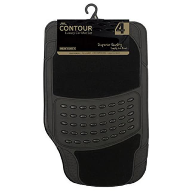 Jvl Heavy Duty 4 Piece Luxury Carpet Rubber Car Mat Set With Anti Slip Backin