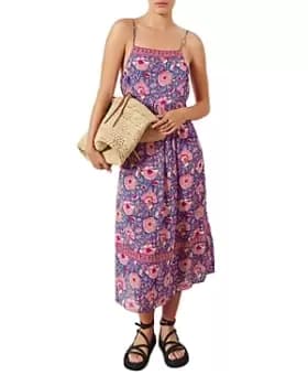 ba & sh Valentine Midi Border Print Dress