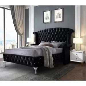 President Bed Small Double Plush Velvet Black
