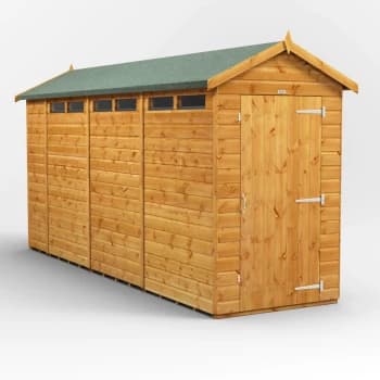 14x4 Power Apex Security Shed - Brown