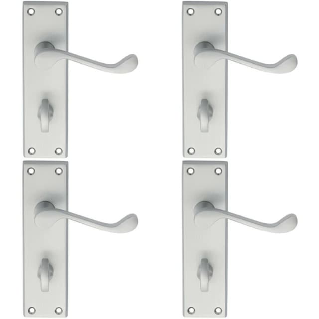 Loops 4x PAIR Victorian Scroll Handle on Bathroom Backplate 150 x 43mm Satin Chrome Multi