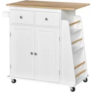 Kitchen Island Storage Cabinet Rolling Trolley with Wood Top, 3-Tier Spice Rack