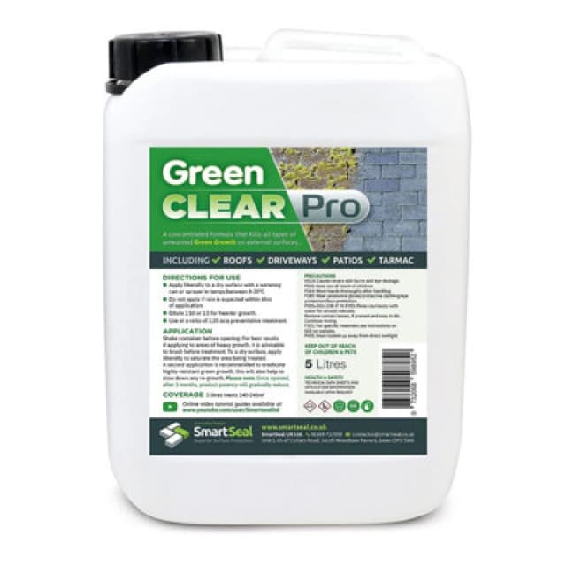 Smartseal - Green Clear Pro, Lichen And Algae Killer For Roofs, Driveways And Patios, 5L