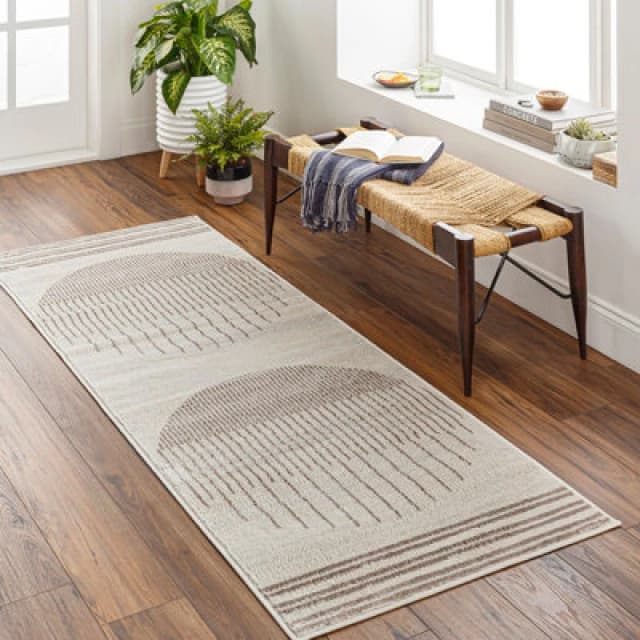 Livabliss Scandi Geometric Light Brown Enso Runner Rug 80 X 220 Cm - Easy Care, Non Shedding, Ideal For Hallway Or Beside The Bed
