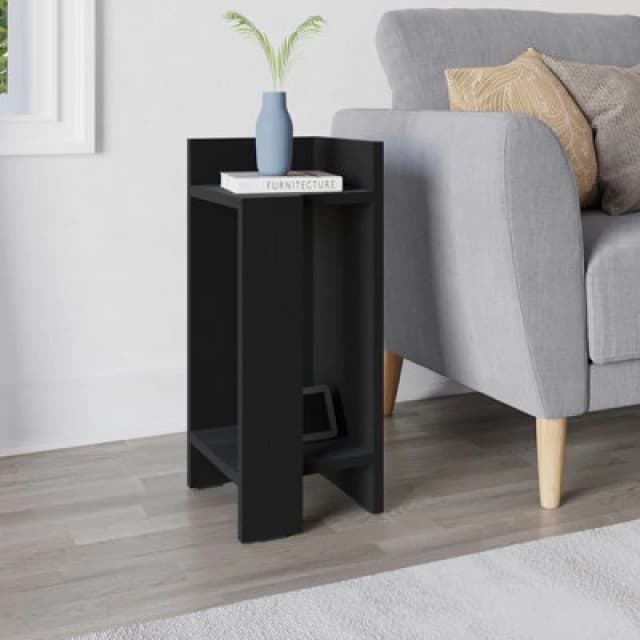 Decortie Elos Modern Narrow Bedside Right Module Table Black Wood 25X25X60Cm