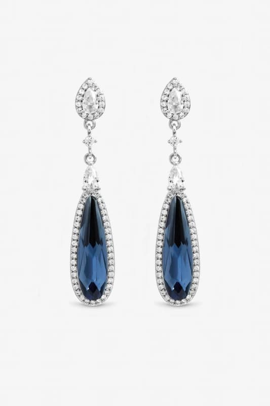 Jon Richard Womens Silver Plated Crystal & Sapphire Drop Earrings Silver Female One Size