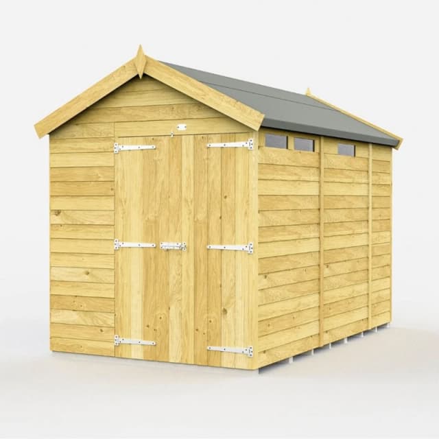 Buttercup Farm 6 x 9 Feet Apex Security Shed - Double Door - L272 x W175 x H217cm in Brown Brown Unisex