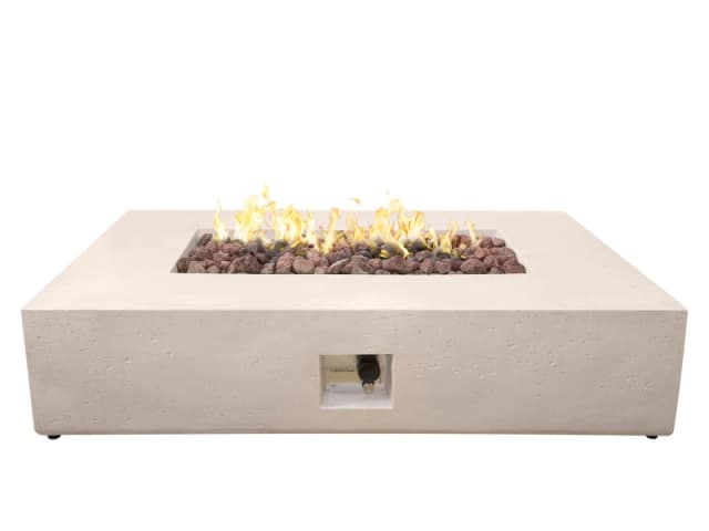 Field & Flame Liana Rectangle Gas Fire Pit in Travertine in Cream Cream Unisex