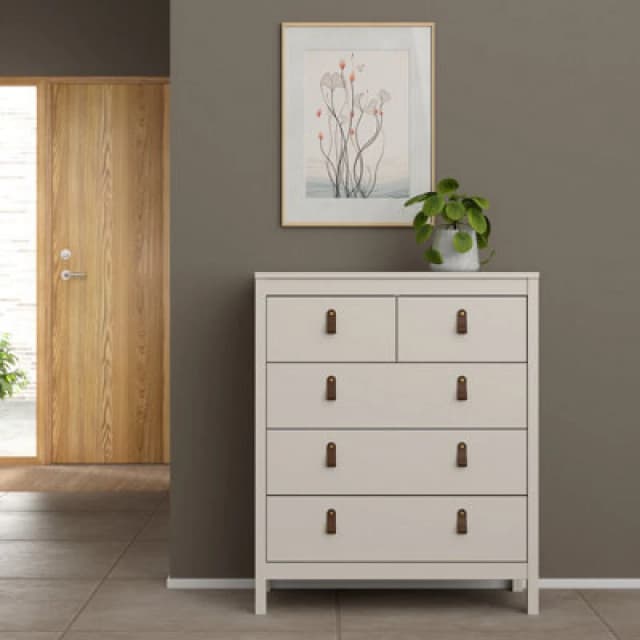Madrid Cashmere 5 Drawer Chest (H)989mm (W)823mm (D)384mm