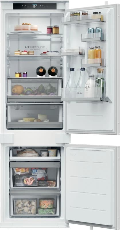 Haier Series 6 HBQW5518EK-UK 177cm 70/30 Integrated No Frost Fridge Freezer with Sliding Door Hinge - White - E Rated