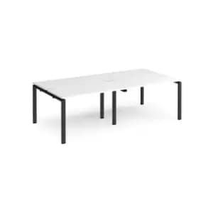 Bench Desk 4 Person Rectangular Desks 2400mm White Tops With Black Frames 1200mm Depth Adapt