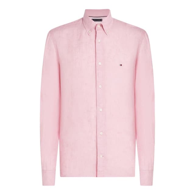 Tommy Hilfiger Mens Pigment Dyed Long-Sleeve Plain Shirt Classic Pink male S