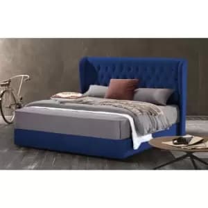 Mariappa Bed Double Plush Velvet Blue