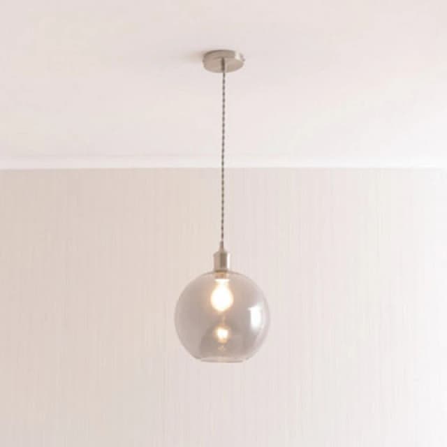 Valuelights Bellamy Smoked Glass Globe Brushed Chrome Single Ceiling Pendant Light With Bulb