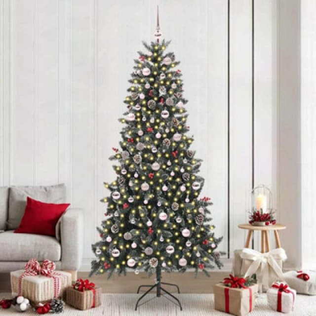 vidaXL Artificial Christmas Tree with Pink Balls Green 129.5 x 129.5 x 240 cm, Green 3395906