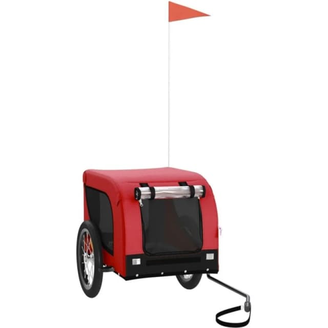 VIDAXL Pet Bike Trailer Red and Black Oxford Fabric and Iron vidaXL 8720845770846