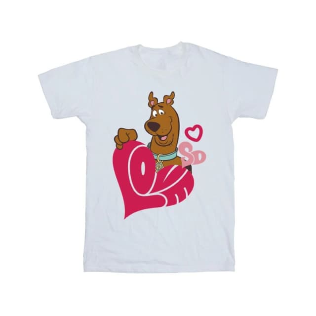 Scooby Doo Scooby Doo Men Love Heart T-Shirt in White Size: Small White S Male 5063376335959