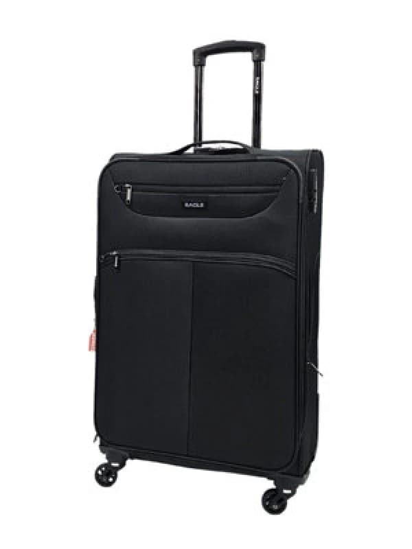 Eagles Lightweight Soft Suitcases 4 Wheel Travel Luggage TSA True Black