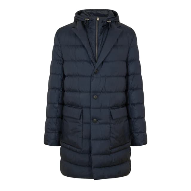 Boss Mens Hyde-Pad-Hood Padded Hooded Medium Puffer Jacket Dark Blue male 34 (44)