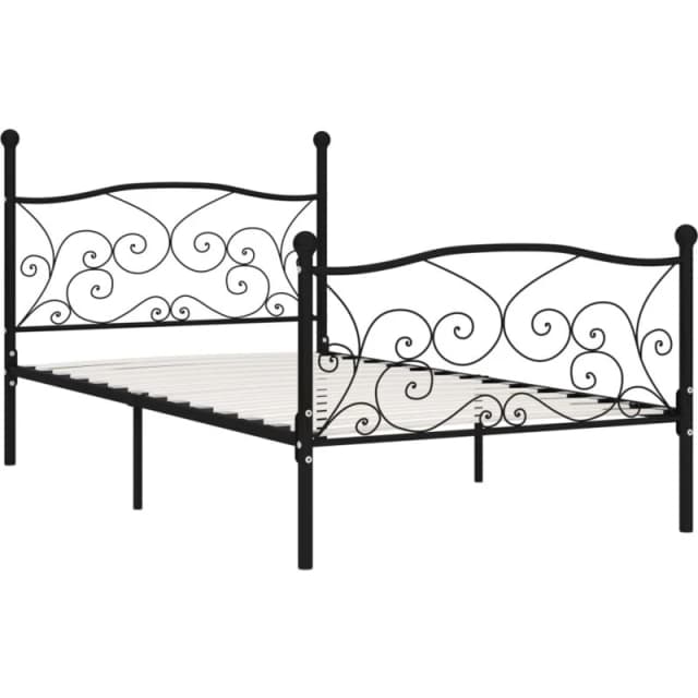 VIDAXL Bed Frame without Mattress with Slatted Base Black Metal 100x200cm Vidaxl 284455