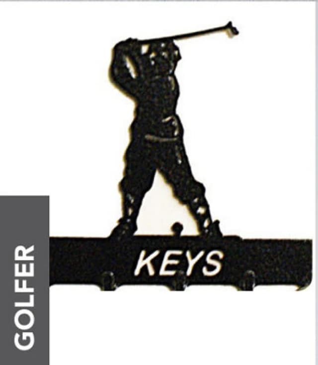 Golfer Key Holder - Rack - Solid Steel - W15 X H9cm - Black