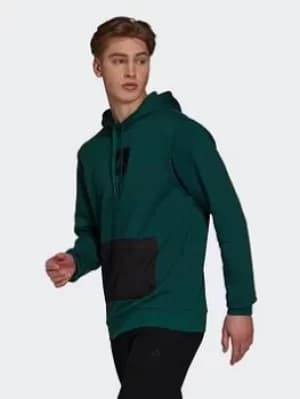 adidas Essentials Fleece Hoodie, Green/Black Size M Men