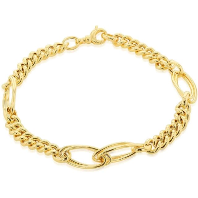 Be You 9ct Gold Fancy Curb Double Oval Link Bracelet Yellow Gold female 18in