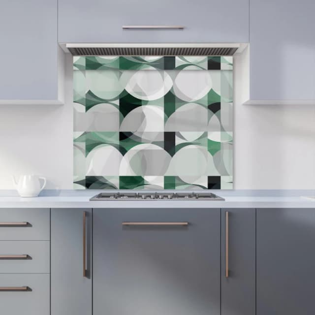 Warren Reed - Designer Geometric Grey Green Kitchen Splashback Size: 600mm x 750mm Green Unisex 600mm x 750mm