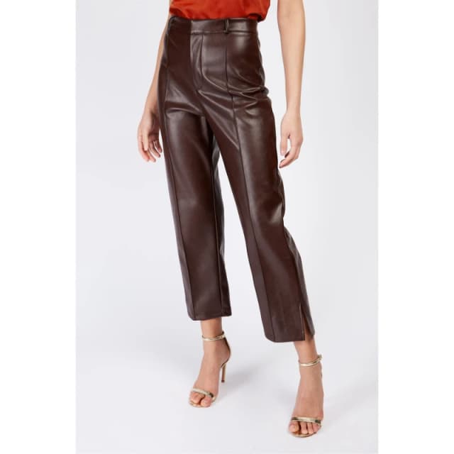 Little Mistress Womens Leather/PU Leather Trousers Dark Oak female 10 (S)