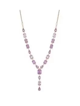 Mood Rose Gold Iris And Light Amethyst Open Mixed Stone Y Drop Necklace, Rose Gold, Women