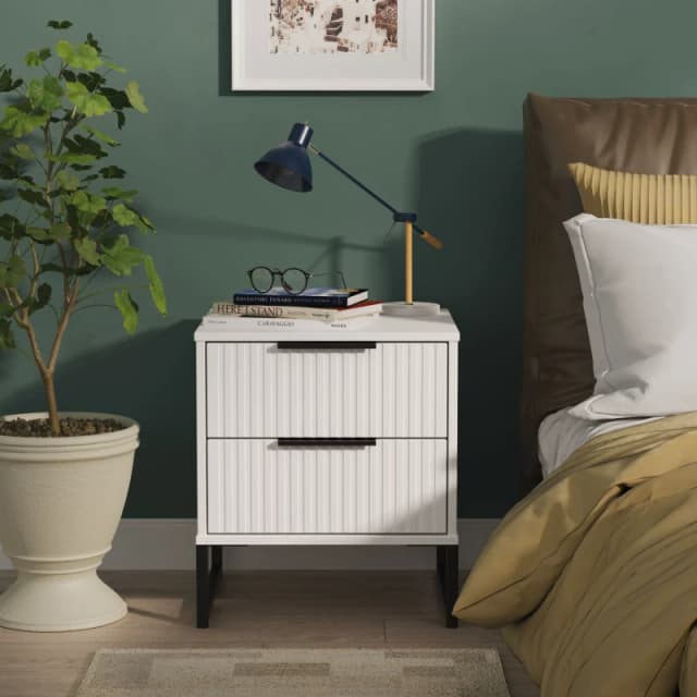 Ready Assembled 2 U Menai 2 Drawer Bedside (Ready Assembled) in White Size: Small White Unisex Small