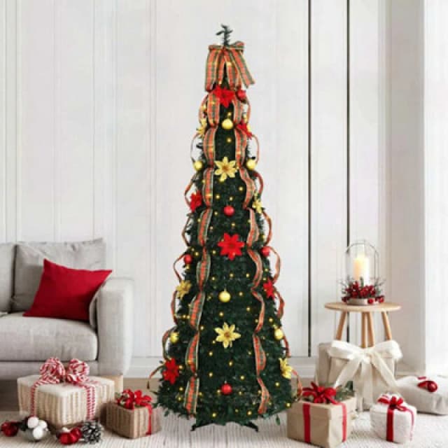Vidaxl Artificial Christmas Tree With 200 Leds Green 210 Cm Pvc