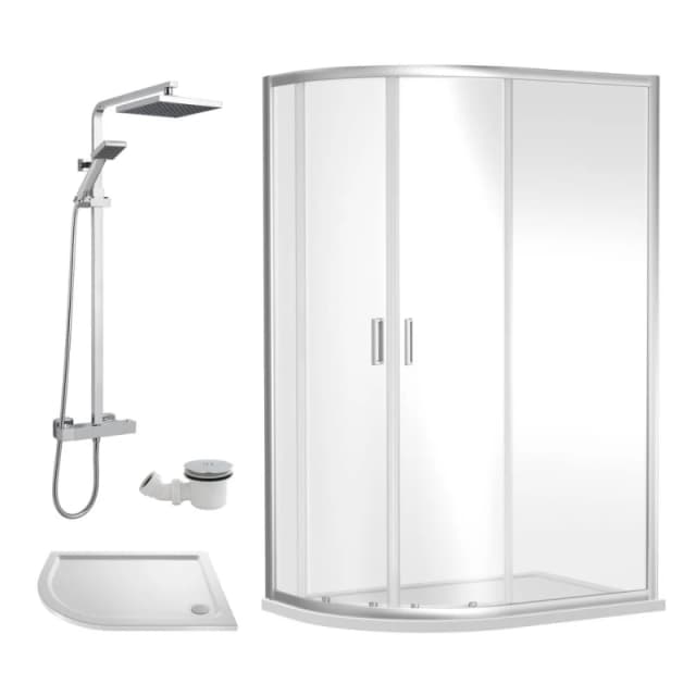 Balterley Offset Left Quadrant Tray Square Shower Waste 1000x 800mm in White White Unisex