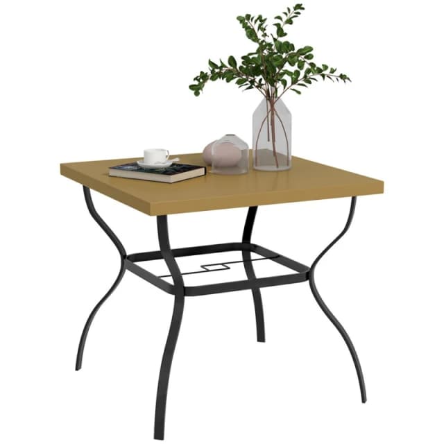 Outsunny 80cm Square Garden Dining Table with Umbrella Hole - Outsunny 5056725528669