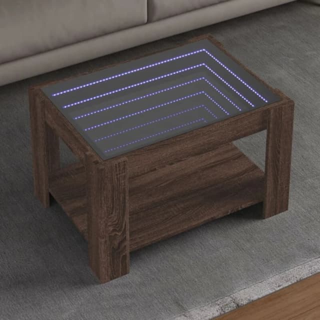 vidaXL Coffee Table with LED Brown Oak 73x53x45cm Engineered Wood, Brown 847552