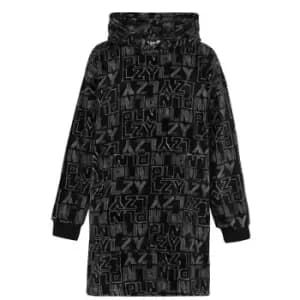 Plain Lazy Lazy Blanket Hoodie - Black