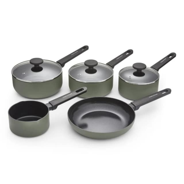 Morphy Richards 5 Piece Recycled Aluminium Saucepan Set Green ONE SIZE
