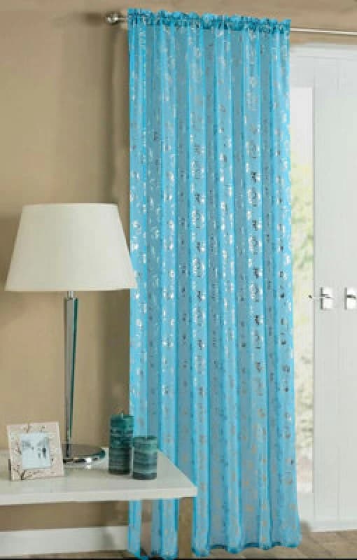 Velosso Geneva Sheer Voile Panel Slot Top in Teal Size: 150cm width x 137cm drop Teal Unisex 150cm width x 137cm drop