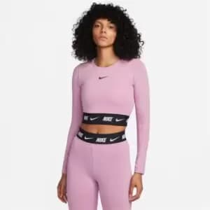 Nike Sportswear Womens Long-Sleeve Crop Top - Purple