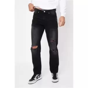 I Saw It First Black Slim Fit Distressed Jeans - Black