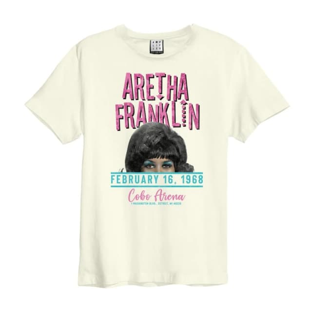 Amplified Amplified Men Cobo Arena Aretha Franklin T-Shirt in White Size: X-Small White XS Male 5063238006898