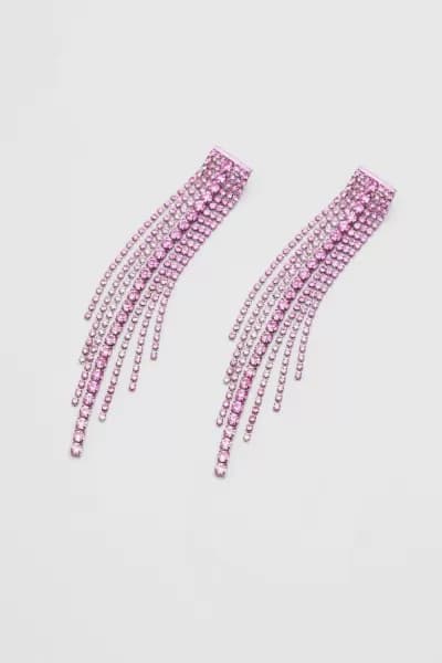 Silver Diamante Cupchain Fuchsia Pink Earrings