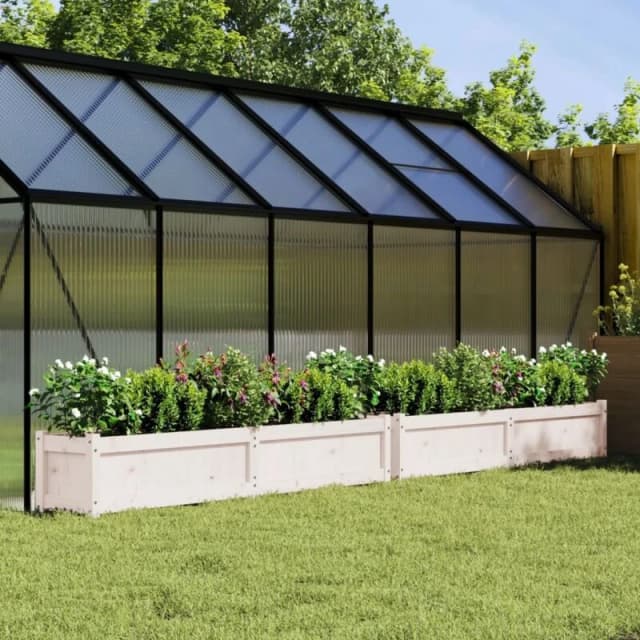 vidaXL Garden Planters 2 pcs White Solid Wood Pine, White 837497