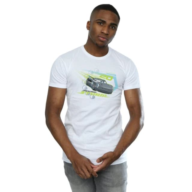 Disney Men Cars Jackson Storm T-Shirt in White Size: Small White S Male 5057245921817