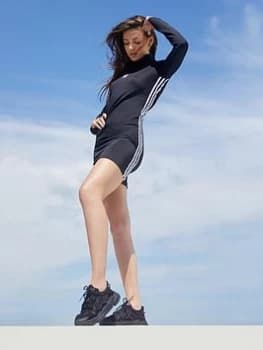 adidas Originals Primeblue Fitted Long Sleeve Dress - Black, Size 10, Women