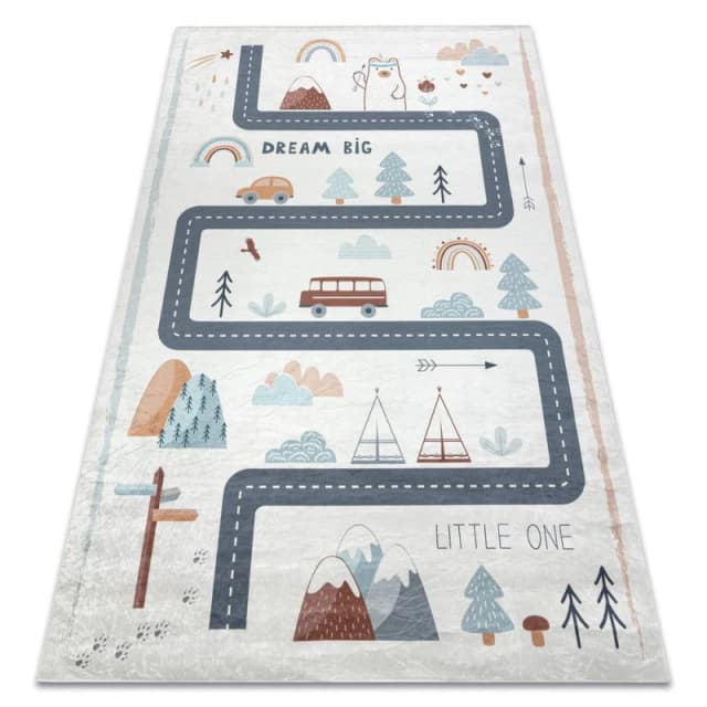 RugsX Bambino 46980 Washing Carpet Forest, Streets For Children Anti Slip - White / Gree 120X170 Cm