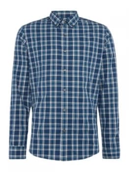 Mens Michael Kors Slim Fit Acton Check Shirt Blue