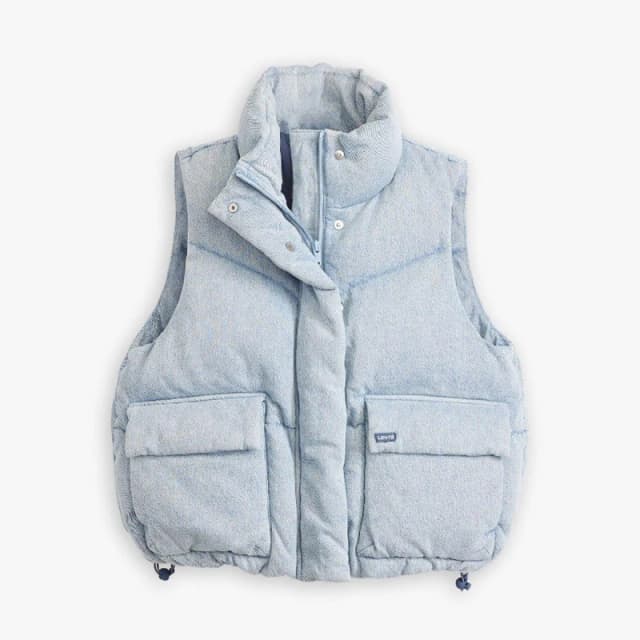 Cotton Padded Gilet with High Neck